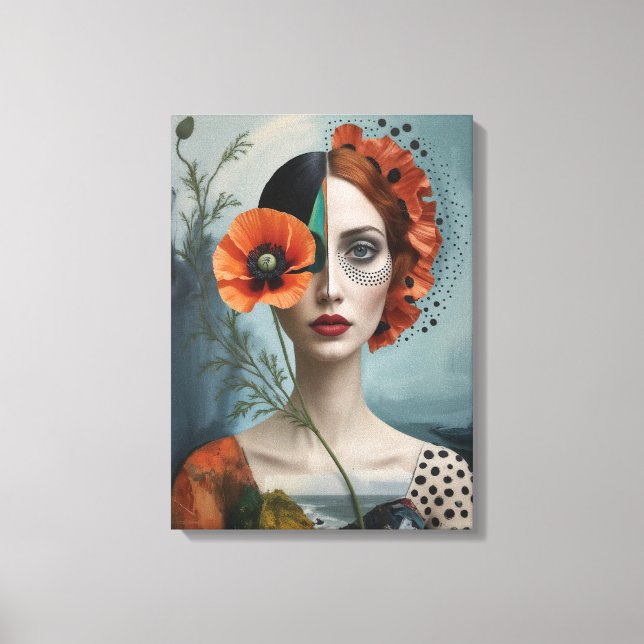 Poppy collage portrait  canvas print (Front)