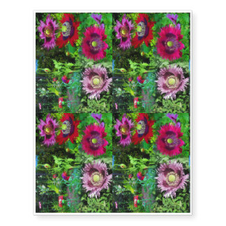 Poppy Collage promenade...4 per sheet Temporary Tattoos