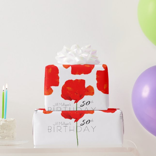 POPPY Collection 50th Birthday personalized WP Wrapping Paper (Party Gifts)