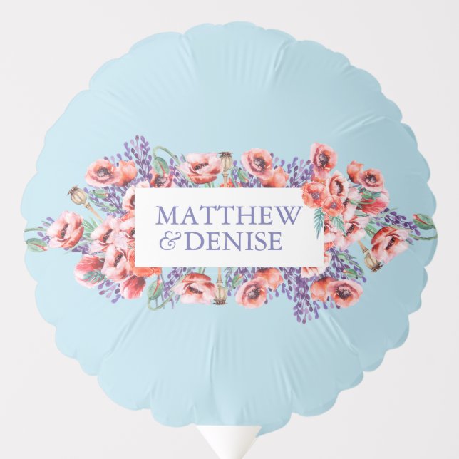 Poppy Collection with Spun Sugar Blue Background I Balloon (Front)