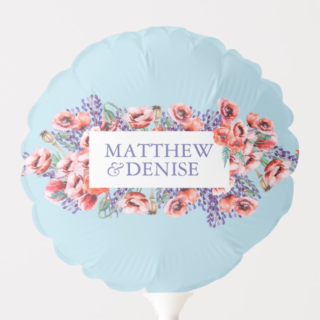 Poppy Collection with Spun Sugar Blue Background I Balloon (Front)