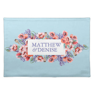 Poppy Collection with Spun Sugar Blue Background I Cloth Placemat