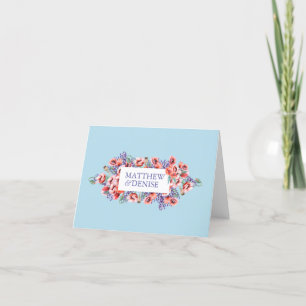 Poppy Collection with Spun Sugar Blue Background I Letterpress Thank You Card