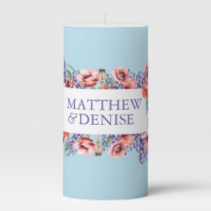Poppy Collection with Spun Sugar Blue Background I Pillar Candle