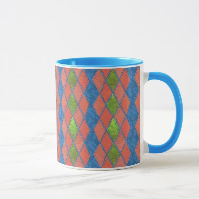 Poppy Colors Faux-patchwork Ringer Coffee Mug (Right)