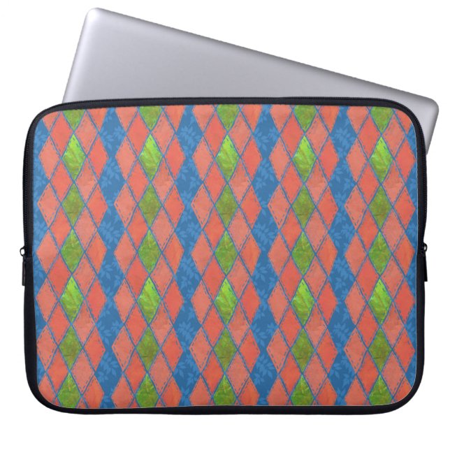 Poppy Colours Faux-patchwork Laptop Sleeve (Front)