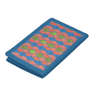 Poppy Colours Faux-patchwork Nylon Trifold Wallet