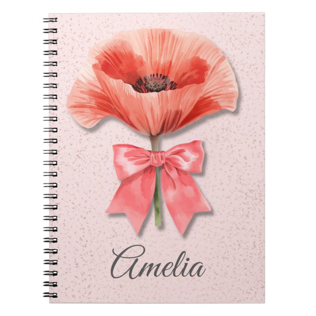 Poppy Coquette Notebook | Pink Floral Journal (Front)