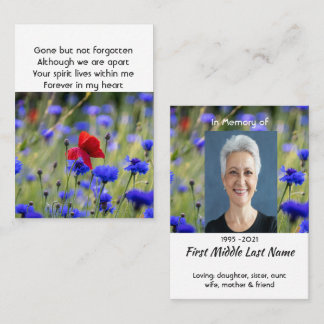 Poppy Cornflower Meadow  Memorial Pocket Keepsake Business Card