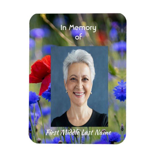 Poppy Cornflower Meadow Memorial Pocket Keepsake Magnet (Vertical)