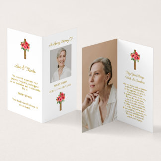 Poppy Cross Folded Photo Funeral Prayer Card