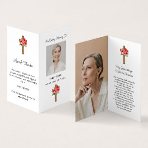 Poppy Cross Folded Photo Funeral Prayer Card
