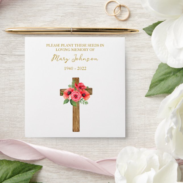 Poppy Cross Seed Packet Funeral Envelope (Wedding)