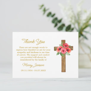 Poppy Cross Sympathy Thank You Card