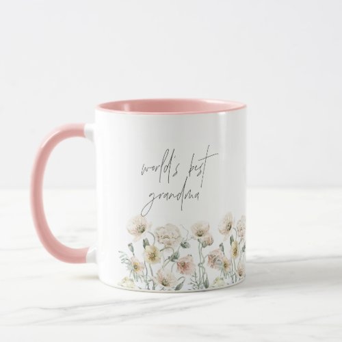 POPPY Cute Pastel Wildflower Worlds Best Grandma Mug