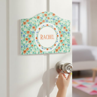 Poppy Daisy Meadow Kids Room Name Sign