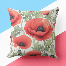 Poppy Day Outdoor Pillow
