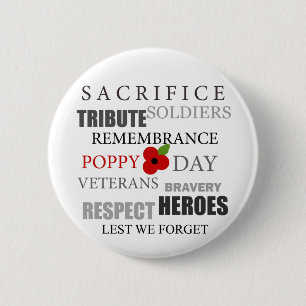 Poppy day words - Badge Pinback Button