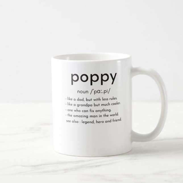 Poppy definition funny grandpa Father's day Coffee Mug (Right)