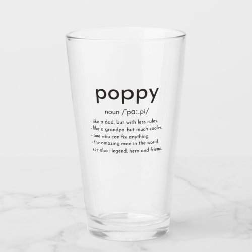 Poppy definition funny grandpa Fathers day Glass