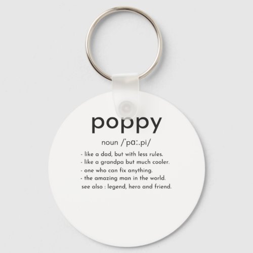 Poppy definition funny grandpa Fathers day Keychain