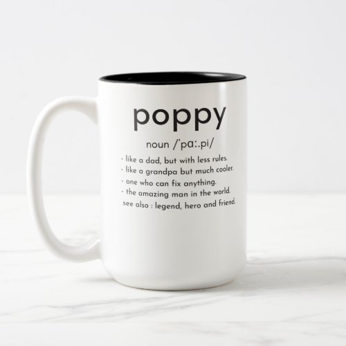 Poppy definition funny grandpa Fathers day Two_Tone Coffee Mug