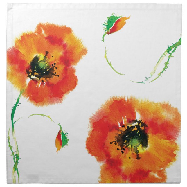 Poppy design cloth napkin (Front)