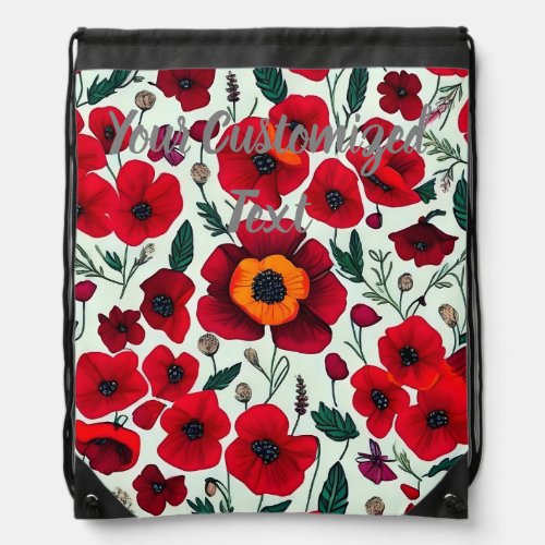 Poppy Dreams Patterns that Inspire Drawstring Bag