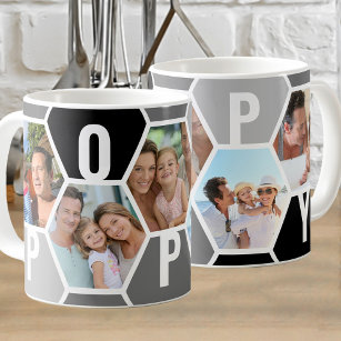 Poppy Editable 5 Photo 5 Letter Honeycomb Coffee Mug