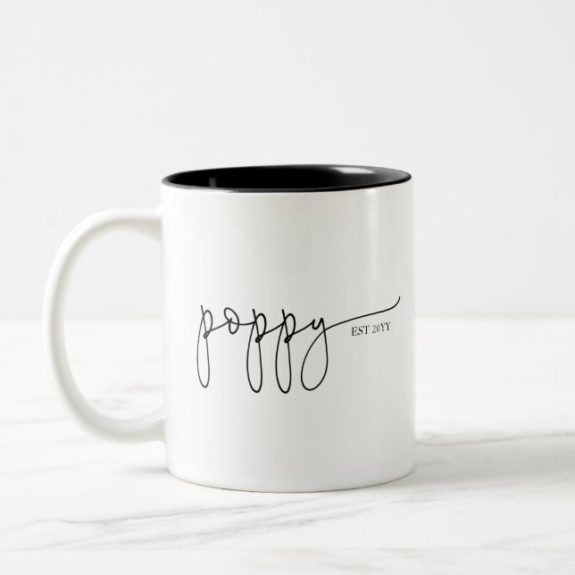 Poppy Established | Grandpa Gift Two-Tone Coffee Mug (Left)