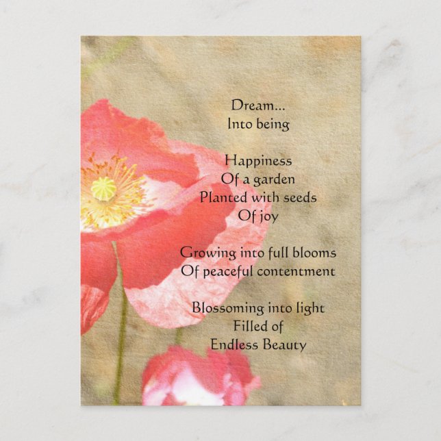 Poppy Expressions Happiness Poem Postcard (Front)
