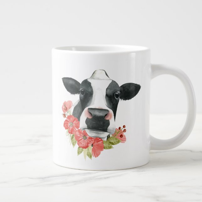 Poppy Farm - Cow with Flowers Giant Coffee Mug (Right)