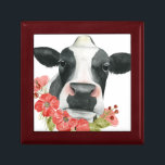 Poppy Farm - Cow with Flowers Gift Box<br><div class="desc">Poppy Farm I by Grace Popp. Features a close-up of a cow surrounded by vibrant red-pink flowers.</div>