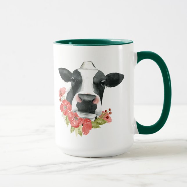 Poppy Farm - Cow with Flowers Mug (Right)