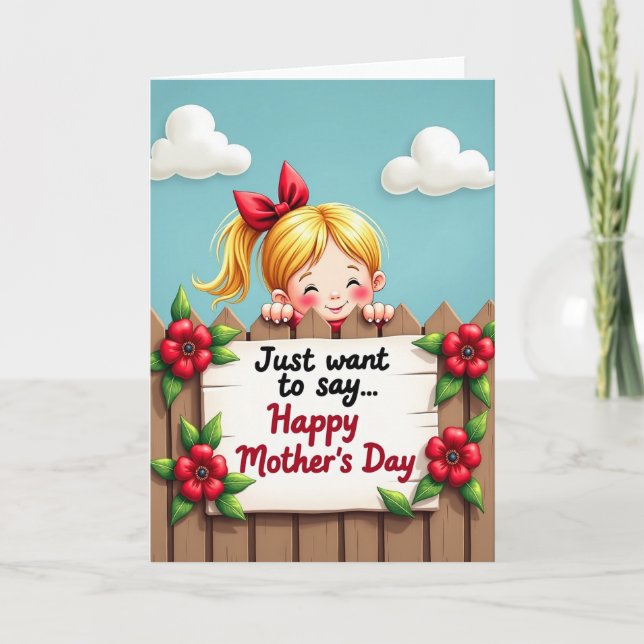 Poppy Fence Mothers Day Card (Front)