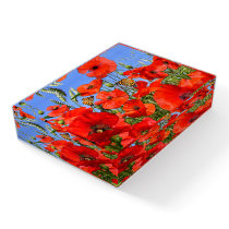 Poppy Field and Butterflies Paperweight