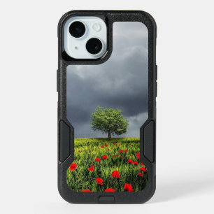 Poppy Field and Cloudy Sky iPhone 15 Case