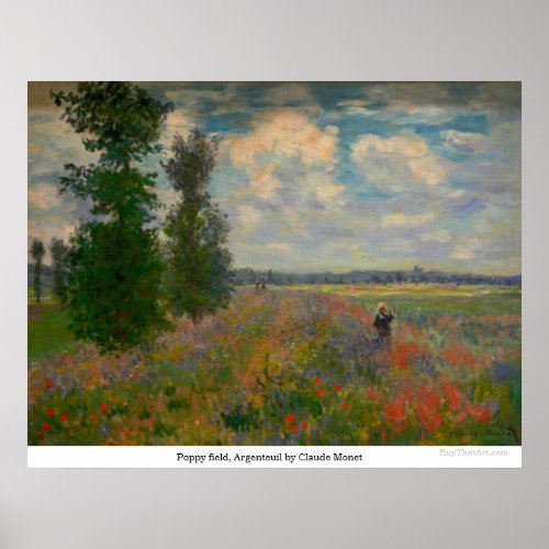 Poppy field Argenteuil by Claude Monet Poster