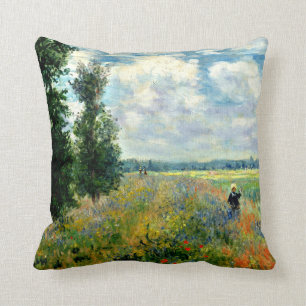 Poppy Field, Argenteuil - Fine art by Claude Monet Throw Pillow