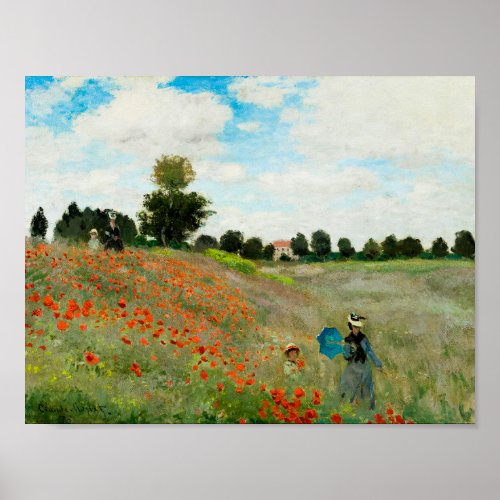 Poppy Field by Claude Monet Poster