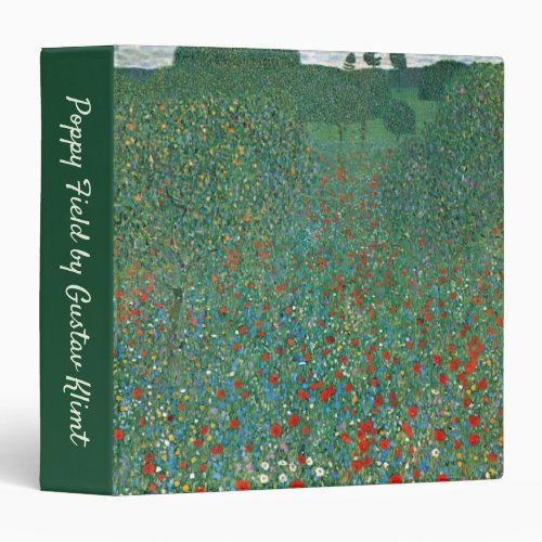 Poppy Field by Gustav Klimt Vintage Art Nouveau 3 Ring Binder