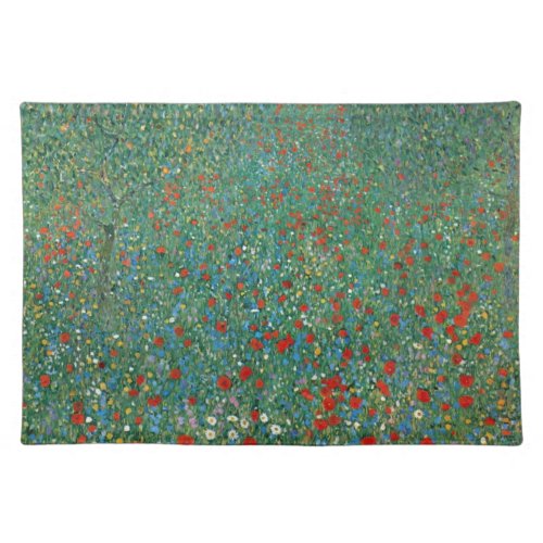 Poppy Field by Gustav Klimt Vintage Art Nouveau Cloth Placemat