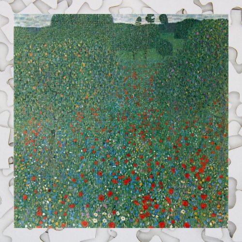 Poppy Field by Gustav Klimt Vintage Art Nouveau Jigsaw Puzzle