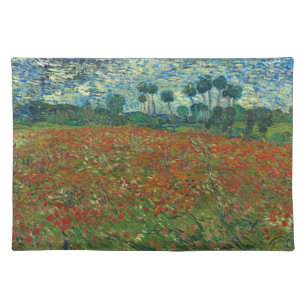 Poppy field by Vincent van Gogh Fine Art Cloth Placemat
