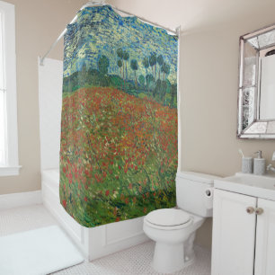 Poppy field by Vincent van Gogh Fine Art Shower Curtain
