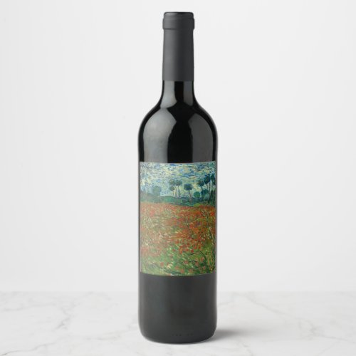 Poppy field by Vincent van Gogh Fine Art Wine Label