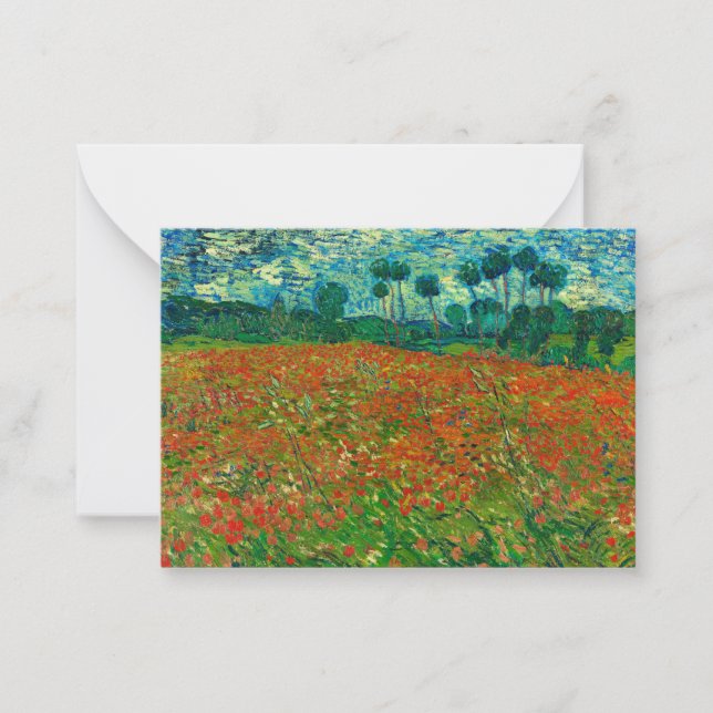 Poppy Field by Vincent van Gogh Note Card (Front)