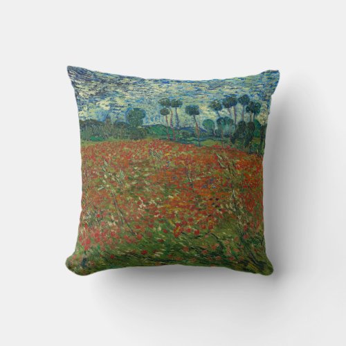 Poppy Field by Vincent Van Gogh Throw Pillow