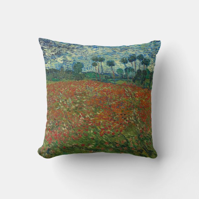 Poppy Field by Vincent Van Gogh Throw Pillow (Front)