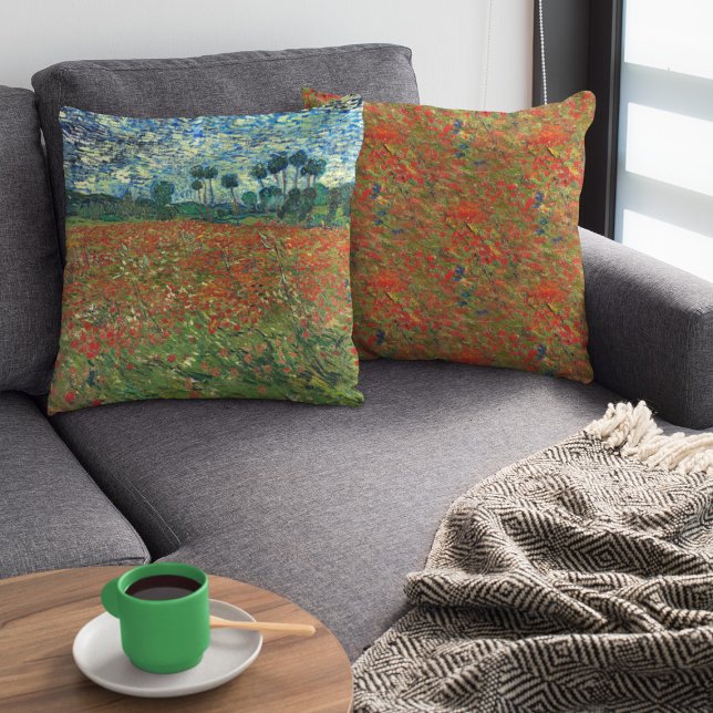 Poppy Field by Vincent Van Gogh  Throw Pillow (Creator Uploaded)